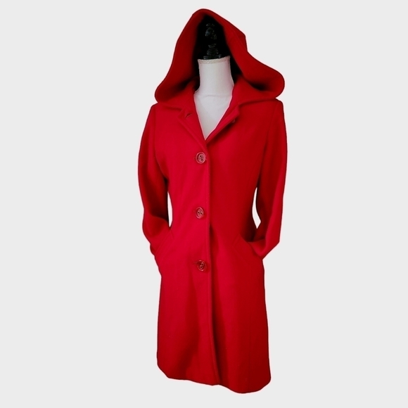 Rampage Jackets & Blazers - Y2k Rampage red wool hooded coat